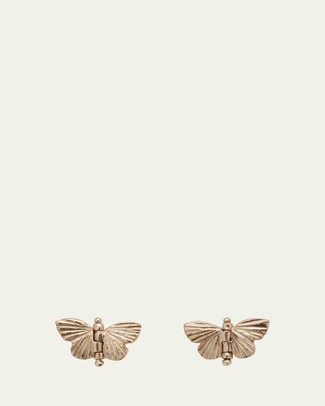 Tiny Baby Asterope Hinge Studs With Solid 18k White Gold